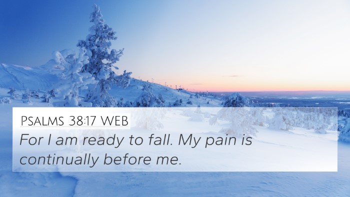 Psalms 38:17 WEB 4K Wallpaper - For I am ready to fall. My pain is continually - 4K Wallpaper Bible Verse