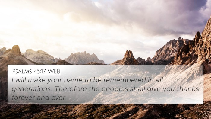 Psalms 45:17 WEB Bible Verse Image