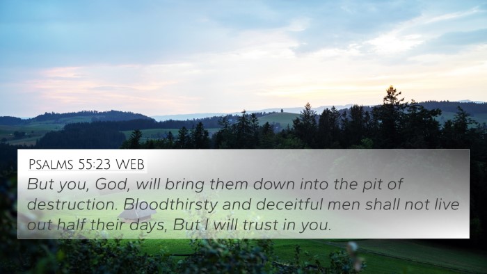 Psalms 55:23 WEB Bible Verse Image