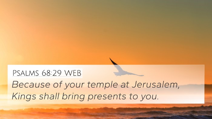 Psalms 68:29 WEB Bible Verse Image
