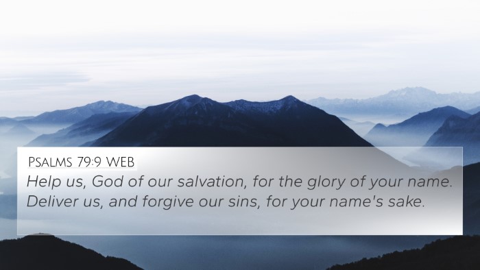 Psalms 79:9 WEB Bible Verse Image