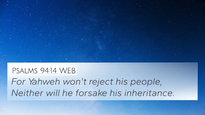 Psalms 94:14 WEB Bible Verse Image