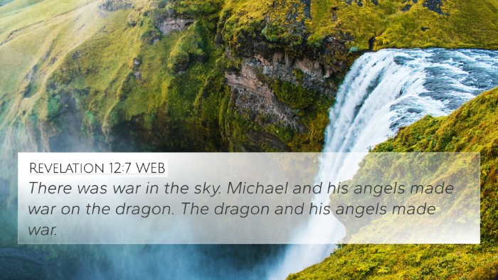 Revelation 12:7 WEB Bible Verse Image