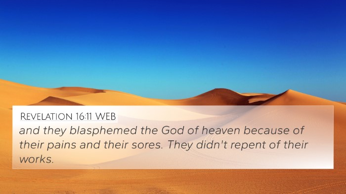 Revelation 16:11 WEB Bible Verse Image