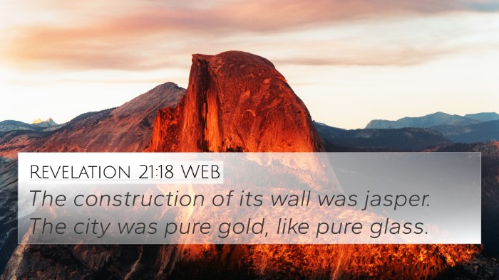 Revelation 21:18 WEB Bible Verse Image