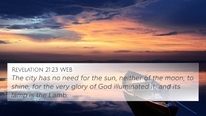 Revelation 21:23 WEB Bible Verse Image