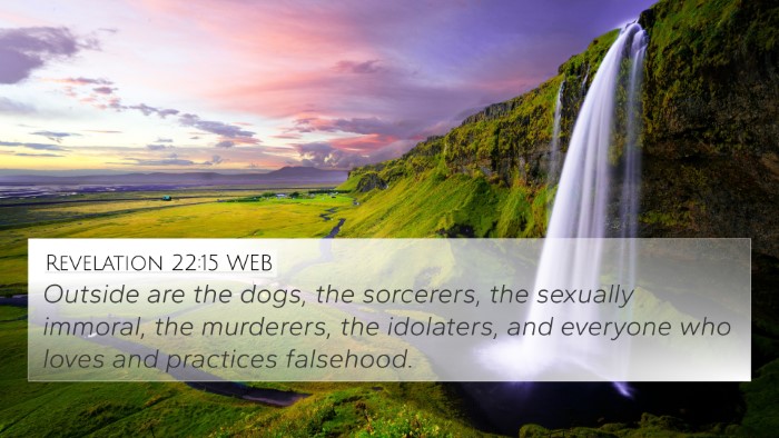 Revelation 22:15 WEB Bible Verse Image