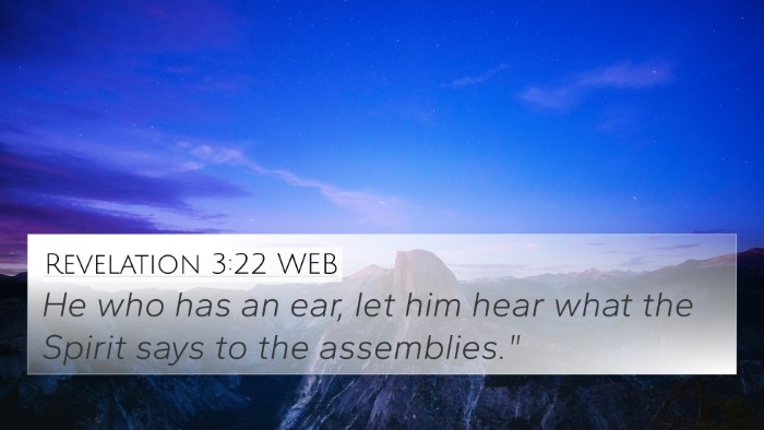 Revelation 3:22 WEB Bible Verse Image