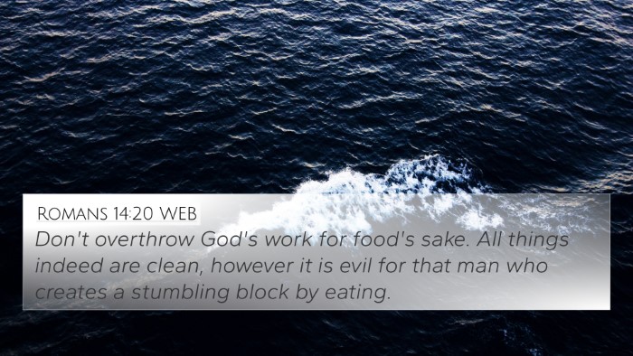 Romans 14:20 WEB Bible Verse Image