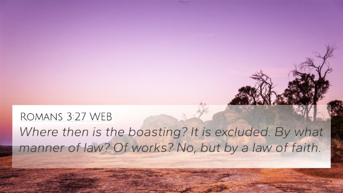 Romans 3:27 WEB Bible Verse Image