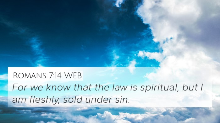 Romans 7:14 WEB Bible Verse Image