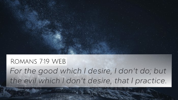 Romans 7:19 WEB Bible Verse Image