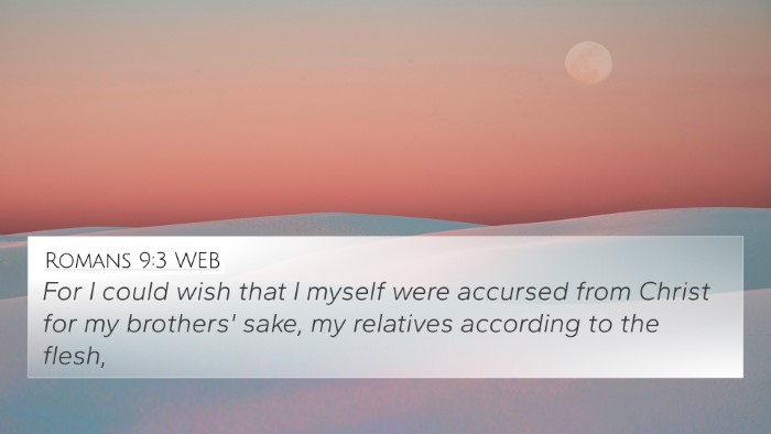 Romans 9:3 WEB Bible Verse Image