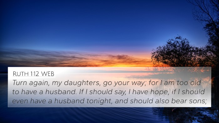Ruth 1:12 WEB 4K Wallpaper - Turn again, my daughters, go your way; for I am - 4K Wallpaper Bible Verse