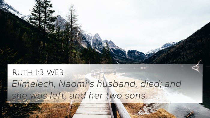 Ruth 1:3 WEB 4K Wallpaper - Elimelech, Naomi's husband, died; and she was - 4K Wallpaper Bible Verse