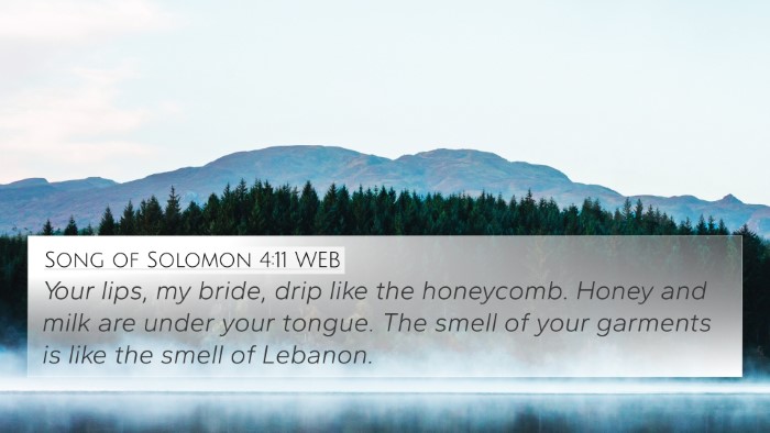 Song of Solomon 4:11 WEB Bible Verse Image