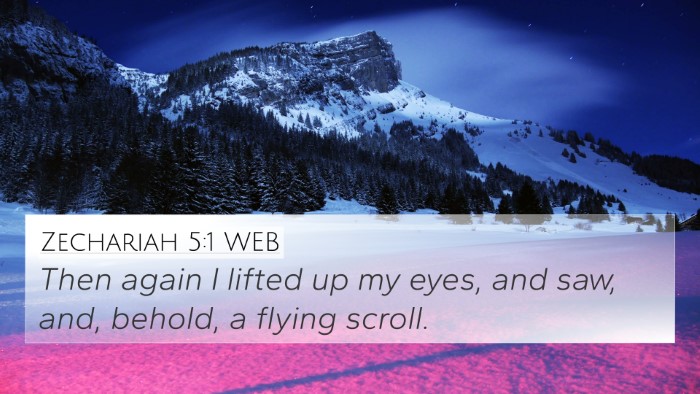 Zechariah 5:1 WEB Bible Verse Image