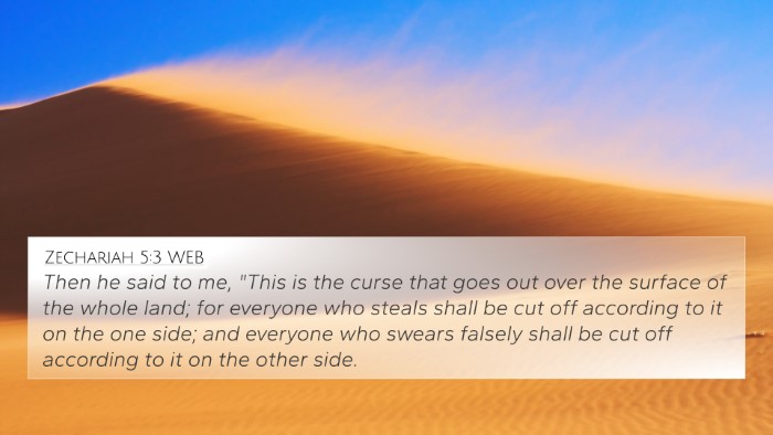 Zechariah 5:3 WEB Bible Verse Image