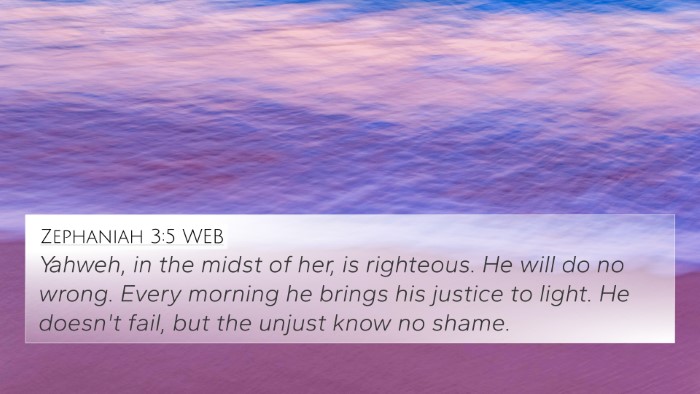 Zephaniah 3:5 WEB Bible Verse Image