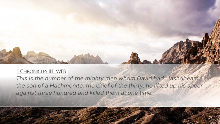 1 Chronicles 11:11 WEB Bible Verse Image