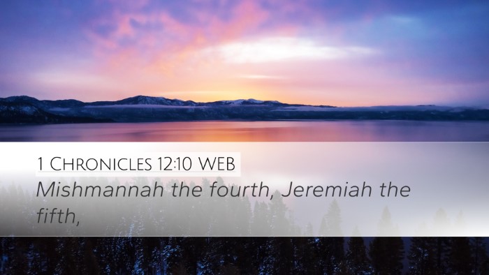 1 Chronicles 12:10 WEB Desktop Wallpaper - Mishmannah the fourth, Jeremiah the - Desktop Bible Verse Wallpaper