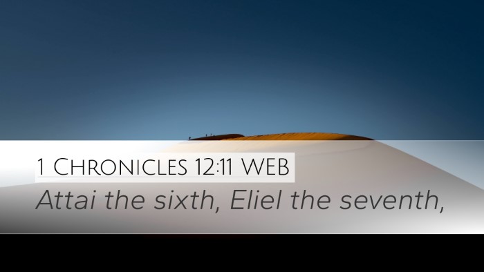 1 Chronicles 12:11 WEB Desktop Wallpaper - Attai the sixth, Eliel the - Desktop Bible Verse Wallpaper