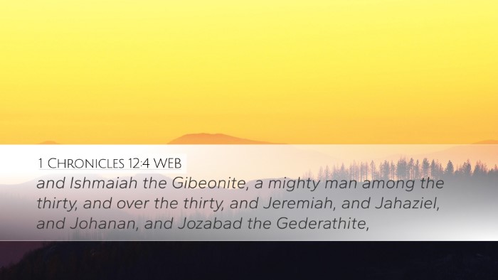 1 Chronicles 12:4 WEB Desktop Wallpaper - and Ishmaiah the Gibeonite, a mighty man among - Desktop Bible Verse Wallpaper