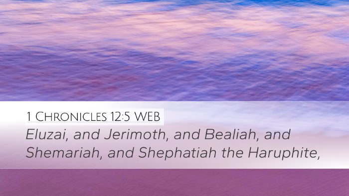 1 Chronicles 12:5 WEB Desktop Wallpaper - Eluzai, and Jerimoth, and Bealiah, and Shemariah, - Desktop Bible Verse Wallpaper