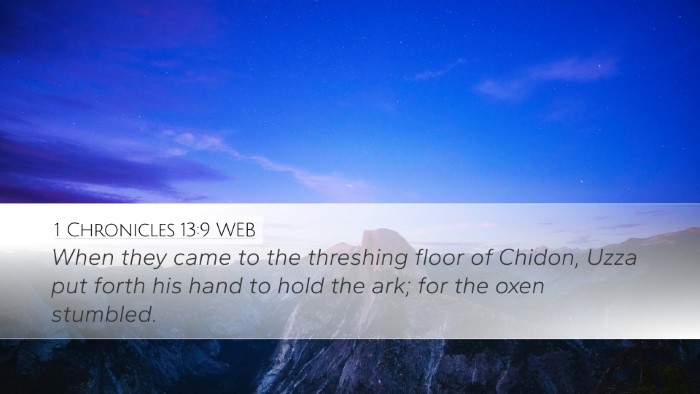 1 Chronicles 13:9 WEB Desktop Wallpaper - When they came to the threshing floor of Chidon, - Desktop Bible Verse Wallpaper