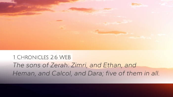 1 Chronicles 2:6 WEB Bible Verse Image