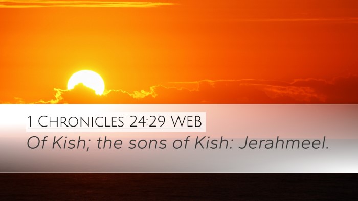 1 Chronicles 24:29 WEB Desktop Wallpaper - Of Kish; the sons of Kish: - Desktop Bible Verse Wallpaper