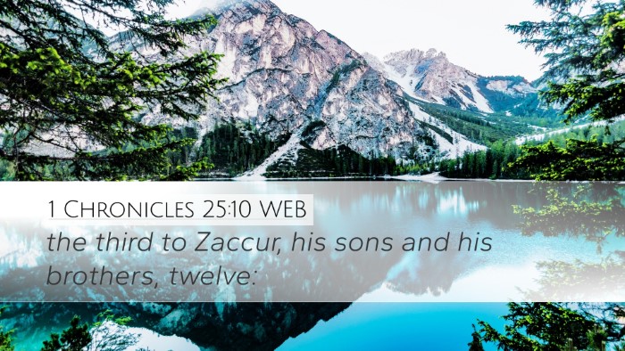 1 Chronicles 25:10 WEB Desktop Wallpaper - the third to Zaccur, his sons and his brothers, - Desktop Bible Verse Wallpaper