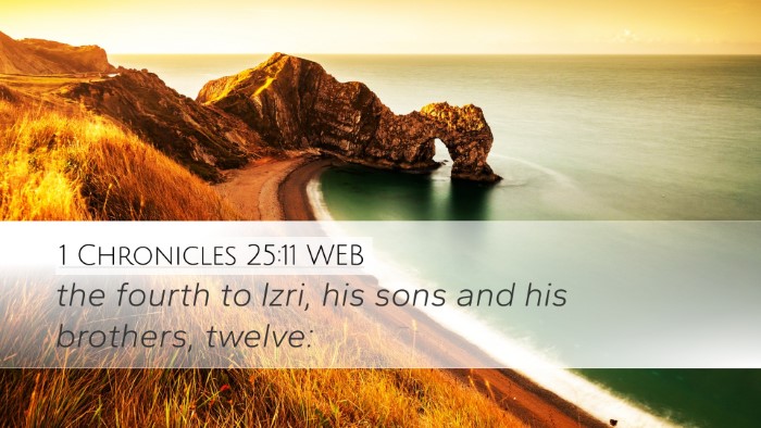 1 Chronicles 25:11 WEB Desktop Wallpaper - the fourth to Izri, his sons and his brothers, - Desktop Bible Verse Wallpaper