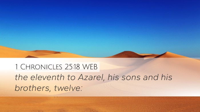 1 Chronicles 25:18 WEB Desktop Wallpaper - the eleventh to Azarel, his sons and his - Desktop Bible Verse Wallpaper