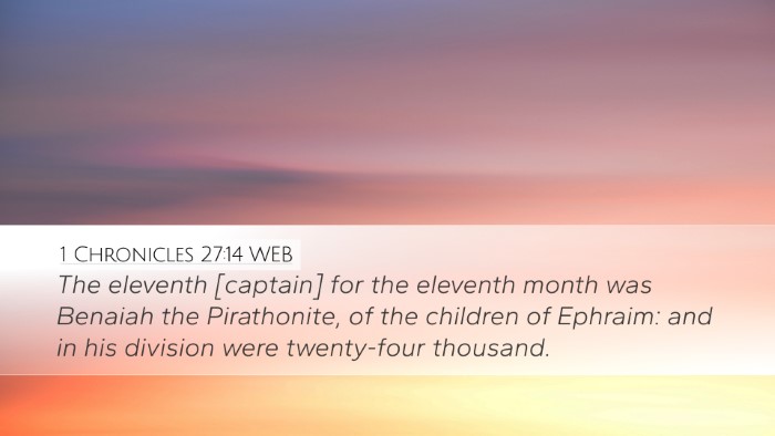 1 Chronicles 27:14 WEB Bible Verse Image