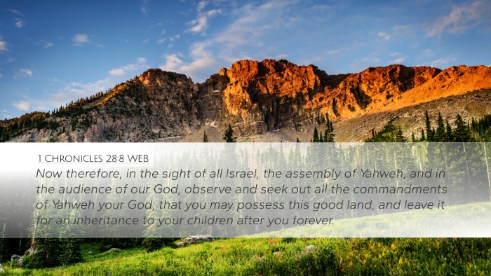 1 Chronicles 28:8 WEB Bible Verse Image