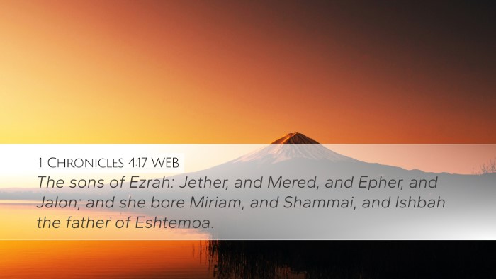 1 Chronicles 4:17 WEB Bible Verse Image