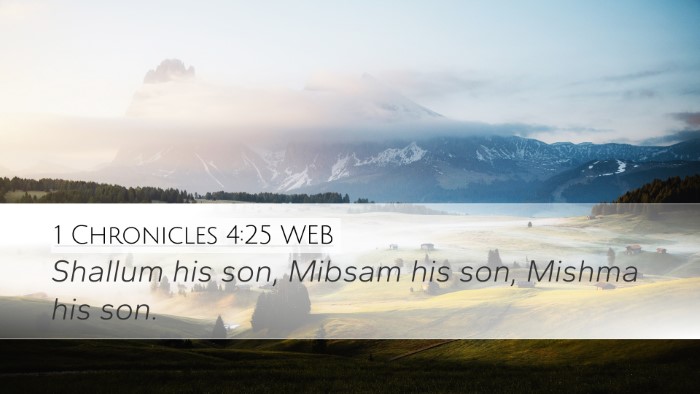 1 Chronicles 4:25 WEB Desktop Wallpaper - Shallum his son, Mibsam his son, Mishma his - Desktop Bible Verse Wallpaper