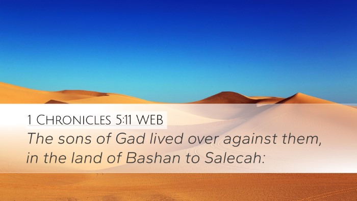 1 Chronicles 5:11 WEB Desktop Wallpaper - The sons of Gad lived over against them, in the - Desktop Bible Verse Wallpaper