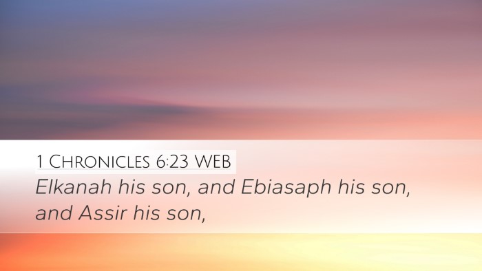 1 Chronicles 6:23 WEB Desktop Wallpaper - Elkanah his son, and Ebiasaph his son, and Assir - Desktop Bible Verse Wallpaper