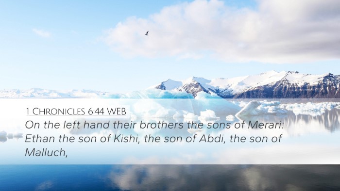 1 Chronicles 6:44 WEB Bible Verse Image