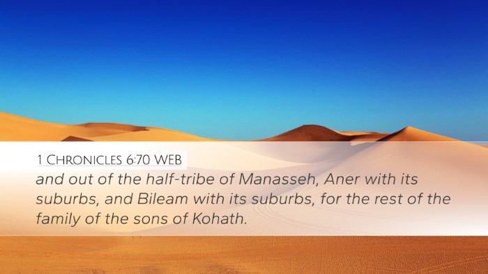 1 Chronicles 6:70 WEB Desktop Wallpaper - and out of the half-tribe of Manasseh, Aner with - Desktop Bible Verse Wallpaper