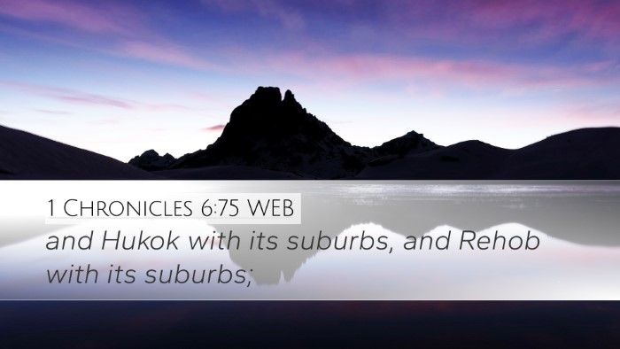 1 Chronicles 6:75 WEB Desktop Wallpaper - and Hukok with its suburbs, and Rehob with its - Desktop Bible Verse Wallpaper