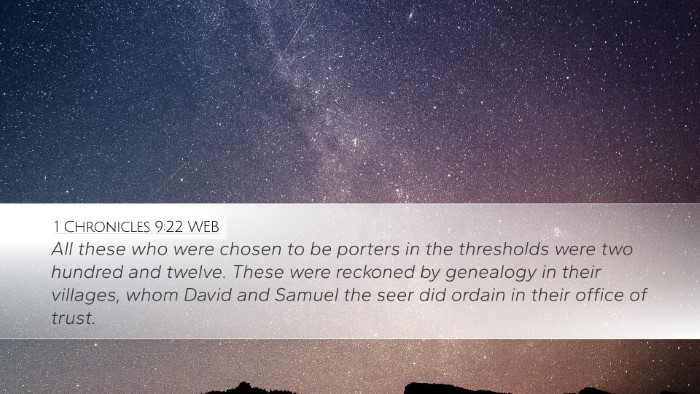 1 Chronicles 9:22 WEB Desktop Wallpaper - All these who were chosen to be porters in the - Desktop Bible Verse Wallpaper