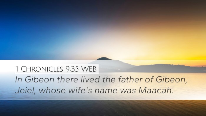 1 Chronicles 9:35 WEB Desktop Wallpaper - In Gibeon there lived the father of Gibeon, - Desktop Bible Verse Wallpaper