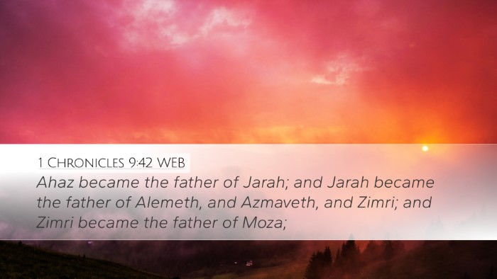 1 Chronicles 9:42 WEB Desktop Wallpaper - Ahaz became the father of Jarah; and Jarah became - Desktop Bible Verse Wallpaper