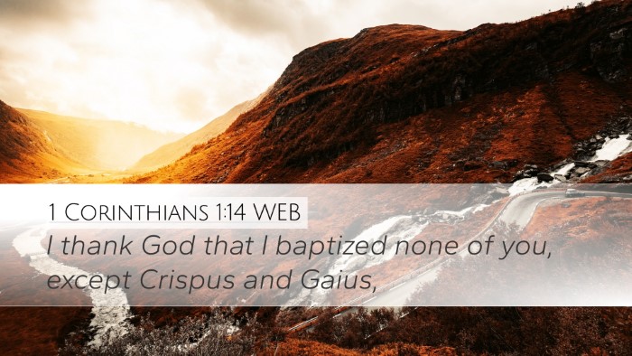 1 Corinthians 1:14 WEB Bible Verse Image