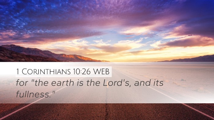 1 Corinthians 10:26 WEB Bible Verse Image
