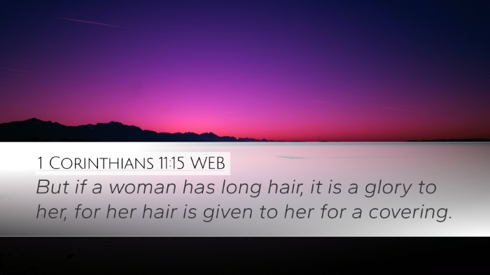 1 Corinthians 11:15 WEB Desktop Wallpaper - But if a woman has long hair, it is a glory to - Desktop Bible Verse Wallpaper