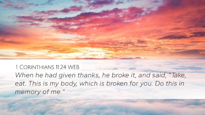 1 Corinthians 11:24 WEB Bible Verse Image